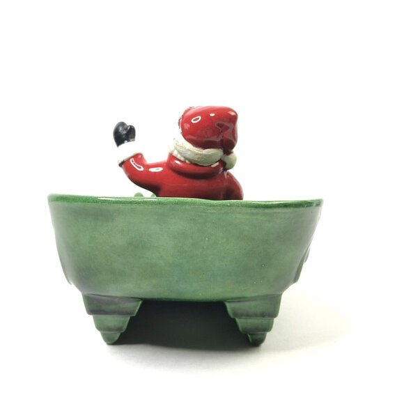 VTG 70s Atlantic Mold Ceramic Santa in Sleigh Christmas Candy Dish Centerpiece - Picture 3 of 11